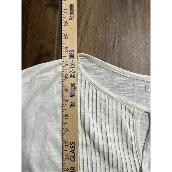Prana Pintuck Pleat Blouse Top Size Small Short Sleeve Soft White Organic Cotton - Picture 5 of 6